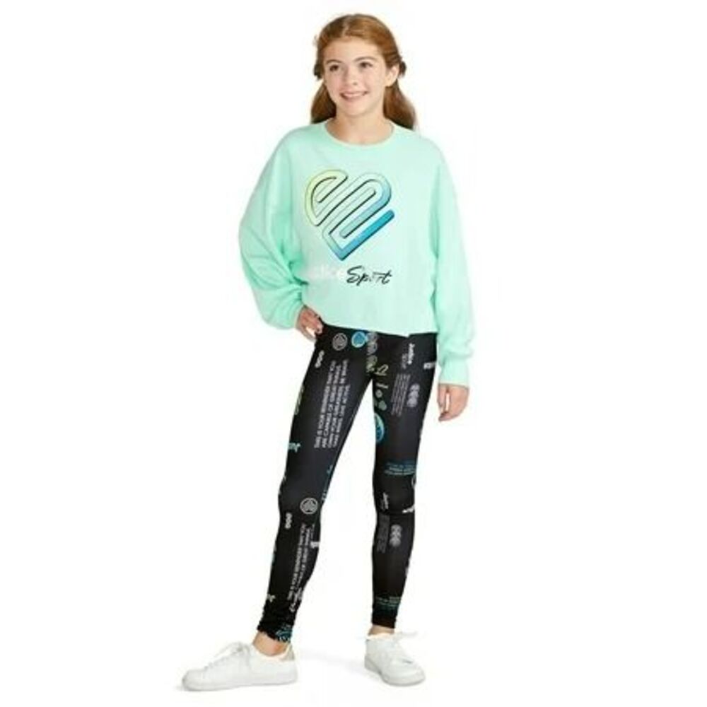 Justice J-SPORT Girls Sweatshirt and Leggings Set - Aqua - Small (7/8)
